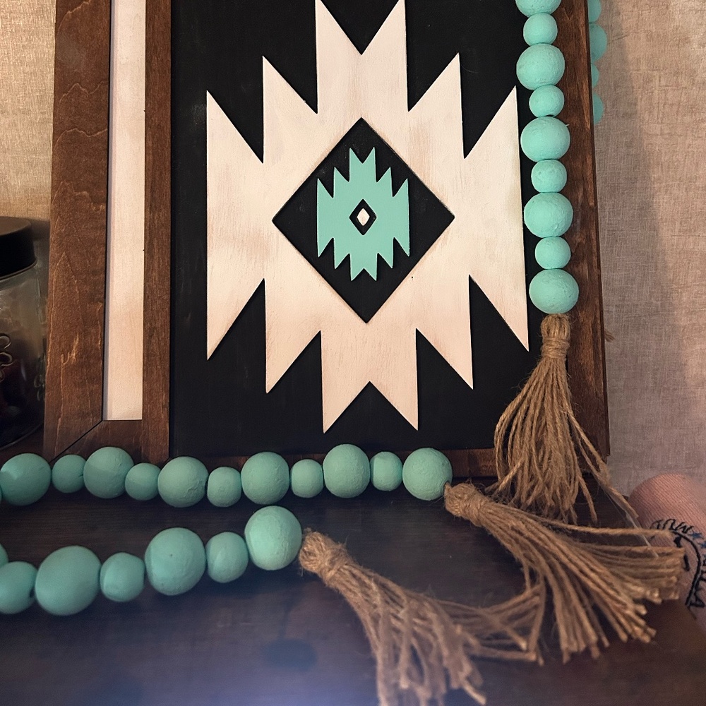 Chunky Teal Farmhouse Bead Garland